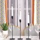 thumbnail image 4 of Juego de 3 candelabros negros mate para velas cónicas, candelabro decorativo para bodas, cenas, fiestas, se adapta a velas de 3/4 de pulgada de grosor y velas LED (soporte de metal para, 4 of 7