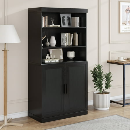 Dovelina Entryway Storage Cabinet Set of 4 Wood Accent Cabinet for Living Room,Black