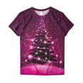 thumbnail image 5 of VKOYWKM Women's Christmas T Shirts Merry Christmas Tree Print Short Sleeve T-Shirts Crew Neck Loose Fit Christmas Party Tops, 5 of 5