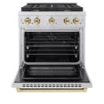 thumbnail image 2 of ZLINE Autograph 30" 4.2 cu. ft. Paramount Dual Fuel Range with 4 Burners in Stainless Steel with Polished Gold Accents, SDRZ-30-G, 2 of 8