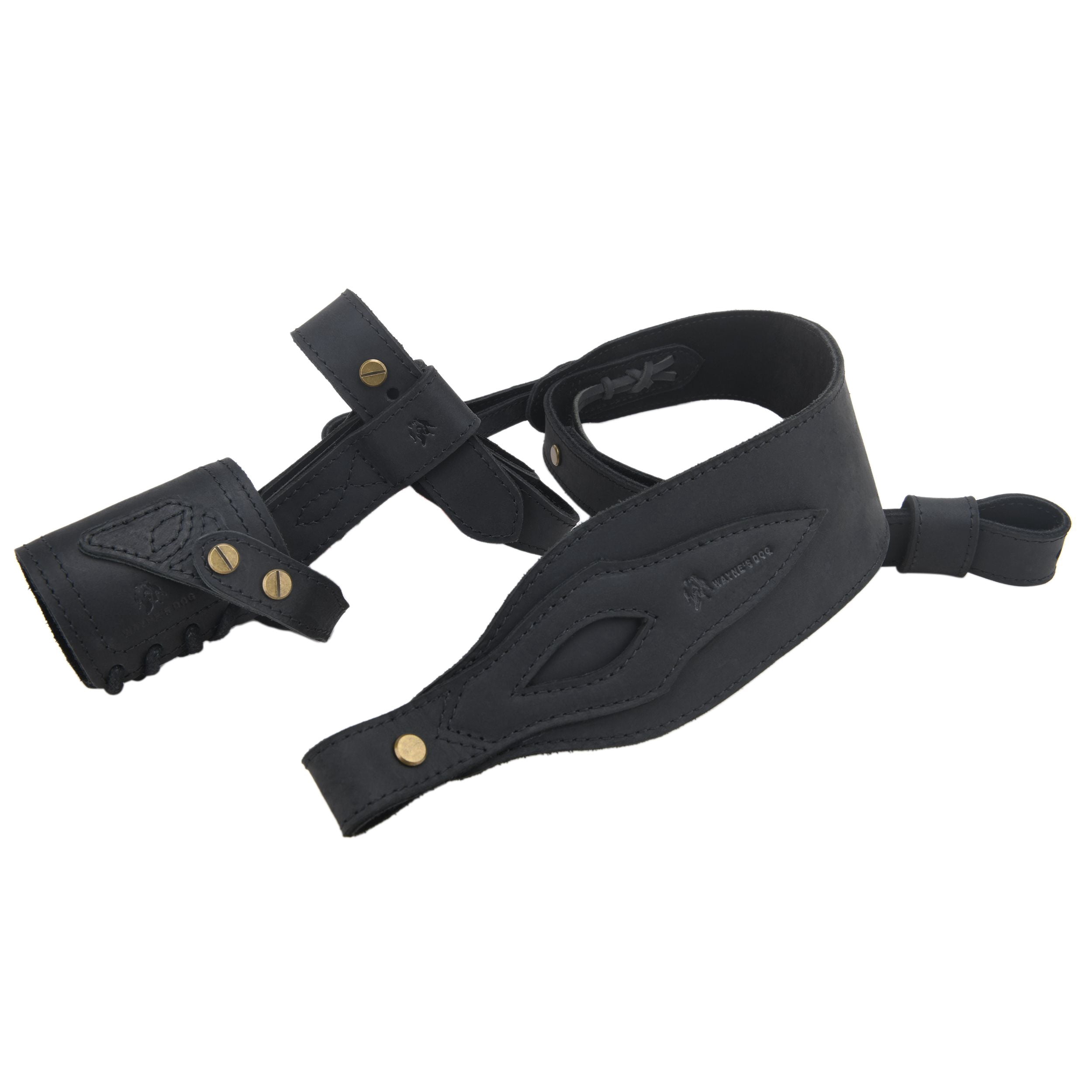 1 Suit Full Leather Rifle No Drill Harnessed Buttstock Holder Cover , Barrel Mount with Leather Gun  Sling