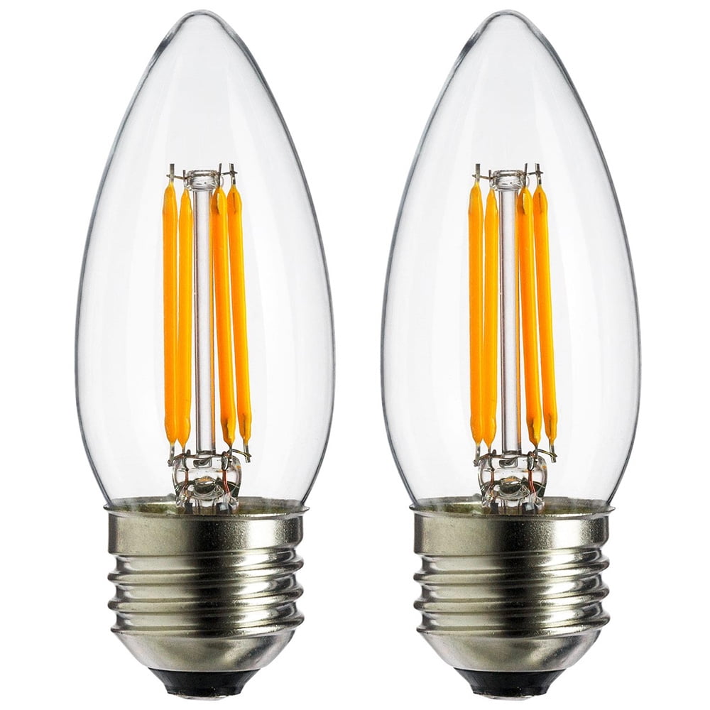 2Pk SUNLITE Antique Filament LED 4 Watt 1800K e26 base Chandelier Bulbs