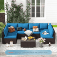 thumbnail image 6 of HOMREST Outdoor Replacement Cushions, 14-Piece Peacock Blue Sofa Cushions for Patio Furniture, 6 of 8
