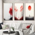 thumbnail image 1 of Designart "Minimal Serenity Moonlit Wanderings II" Abstract Landscape Framed Wall Art Set Of 3 - Red Abstract Landscapes Frame Canvas Set For Living Room Decor, 1 of 6