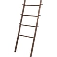 thumbnail image 5 of MyGift 5 Foot Wall-Leaning Dark Brown Wood Blanket and Towel Rack Ladder Shelf, 5 of 7