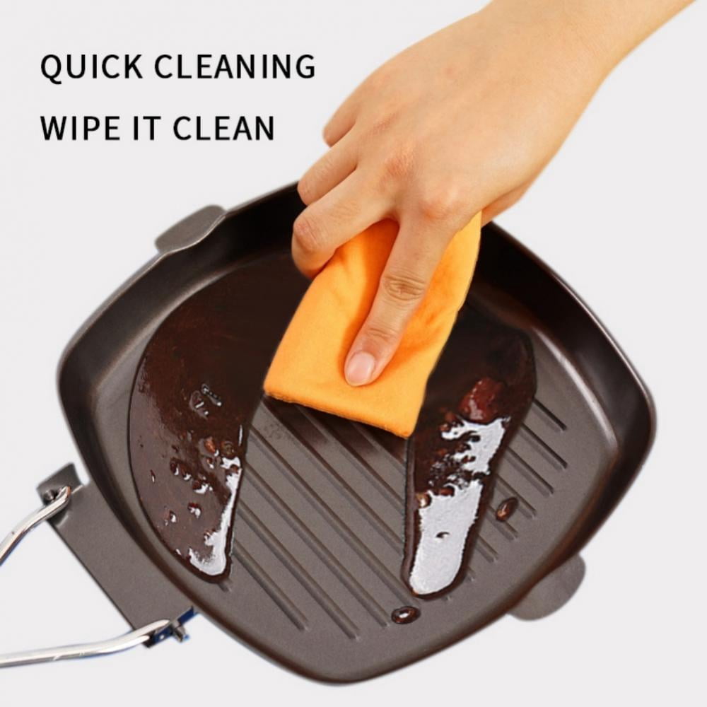 7.9 Inch Grill Pan for Stove Tops Nonstick Induction Square Griddle Pan with Folding Handle