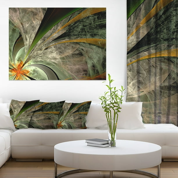 Fleur Fractale Symétrique en Vert - Toile Florale Imprimé Art