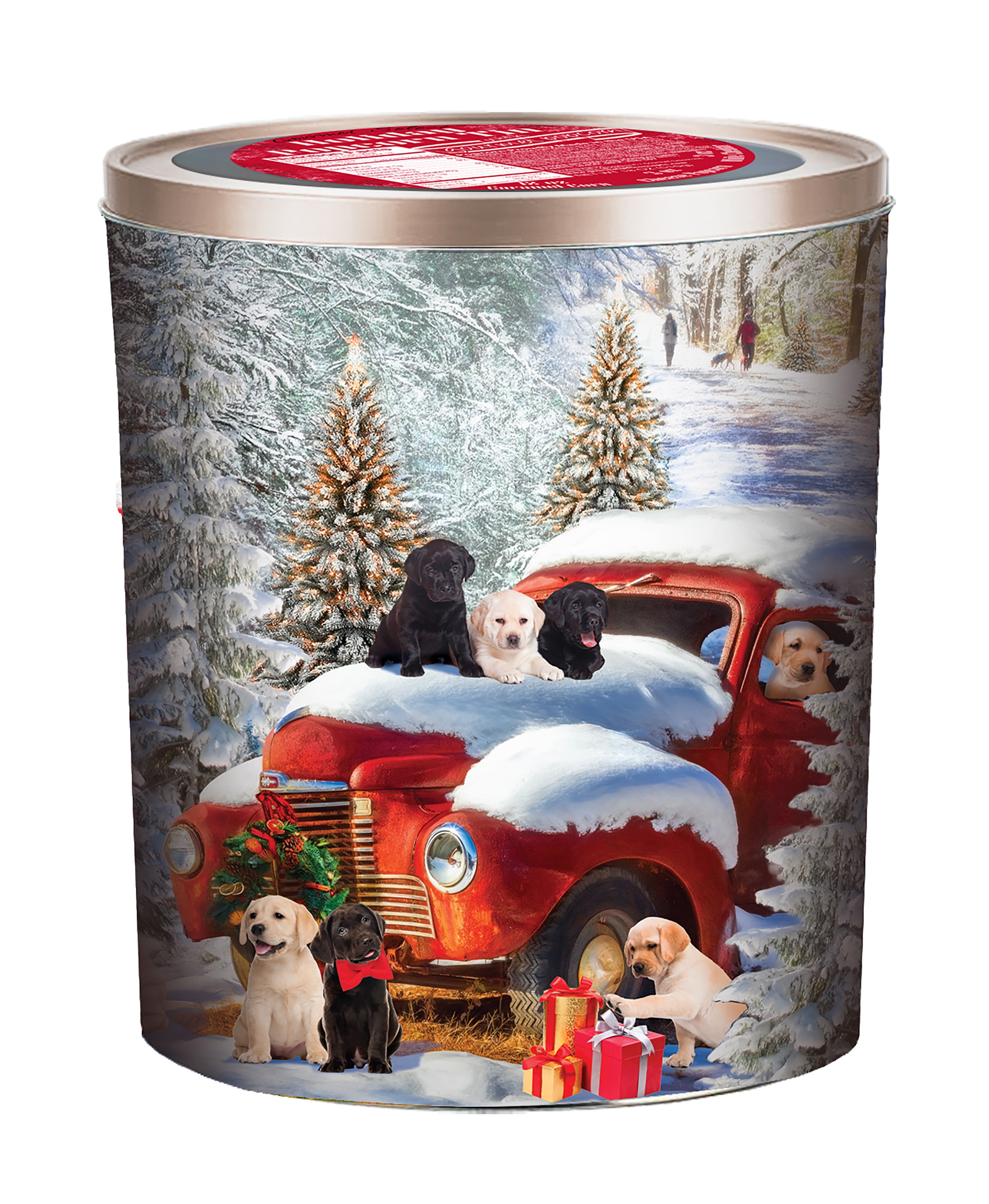 Hickory Farms Gourmet Select Labs & Holiday Truck Assorted Popcorn Tin