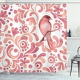 thumbnail image 1 of Ambesonne Watercolor Shower Curtain, Bird on Branch, 69"Wx70"L, Coral Dried Rose White, 1 of 3
