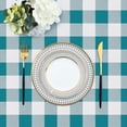 thumbnail image 6 of Rectangle Waterproof Vinyl Table Cloth, Buffalo Flannel Backed Tablecloth, Wipeable Plastic Table Cover for Dinner, Kitchen, Outdoor (60" x 120", Turquoise and White), 6 of 8