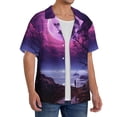 thumbnail image 2 of Yiaed Purple Moon Tree Night Sky Print Mens Casual Wrinkle Free Shirts Short Sleeve Button Down Summer Stretch Dress Shirt-Medium, 2 of 5