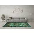 thumbnail image 3 of Ahgly Company Machine Washable Indoor Square Persian Turquoise Blue Traditional Area Rugs, 3' Square, 3 of 4