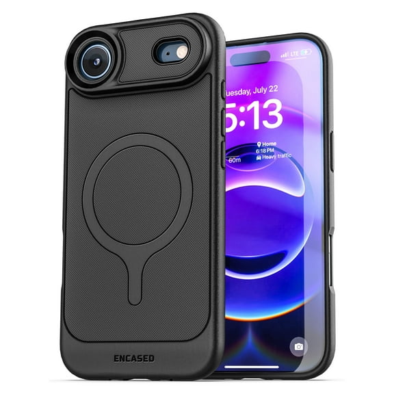 Encased Thin Armor for iPhone Air Magnetic Case (Compatible with MagSafe) Slim Flexible Rubber Grip Cover (Black)