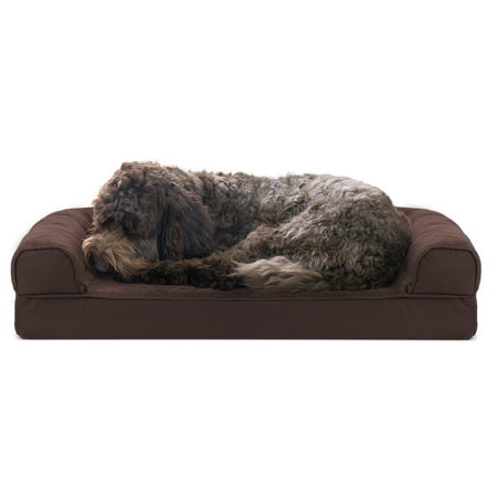 UPC: 0842229117417 | FurHaven Pet Products Quilted Cooling Gel Memory Foam Sofa-Style Pet Bed for Dogs & Cats – Coffee Medium