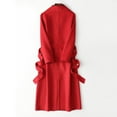 thumbnail image 5 of Women's Long Wool Blend Trench Coat, Classic Belted Waist Overcoat, Knee Length Dress Coat, Slim Fit Winter Coat, Solid Color Pea Coat, Formal Trench, Elegant Outerwear Red M, 5 of 5