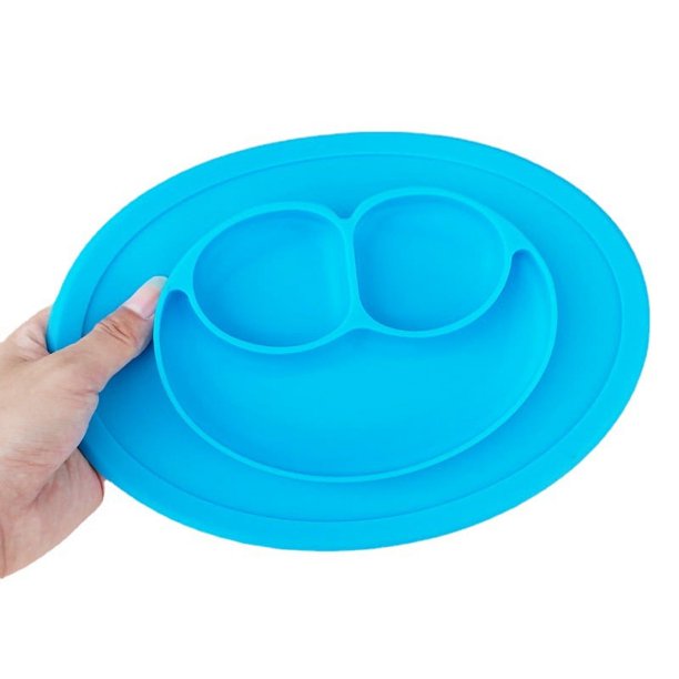 Placa de succión de silicona con mantel individual incorporado para bebés y niños pequeños - Viene con una bolsa de viaje reutilizable