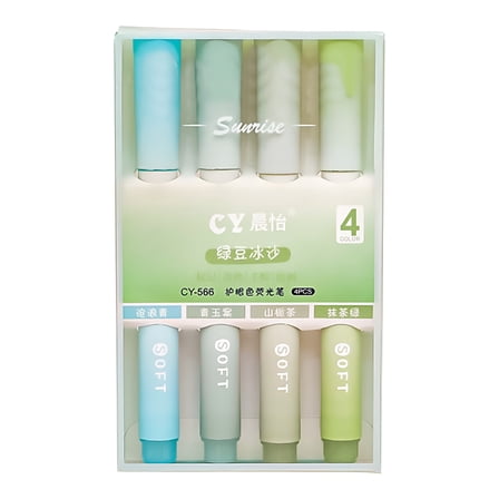 CCOCC 4 PCS Highlighters Assorted Colors with Soft Chisel Tip,Cute Pastel Highlighters for Study