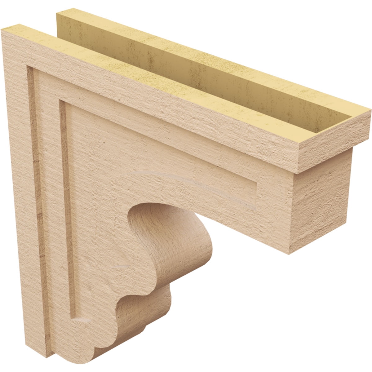 6"W x 24"D x 24"H Thin Highland Rough Cedar Woodgrain TimberThane Corbel, Primed Tan