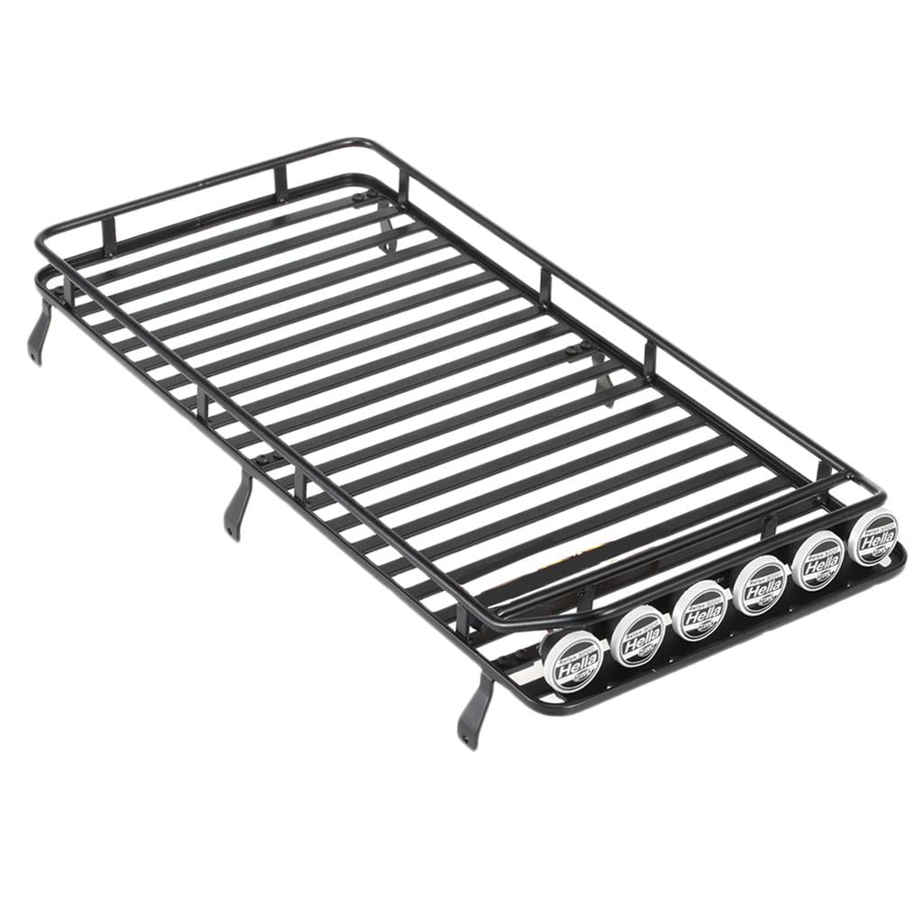 Universal Black Roof Rack with LED Lights Bar, Luggage Holder Carrier