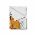 thumbnail image 2 of Fox Soft Flannel Fleece Blanket, Sleeping Fox in Watercolors Hand Drawn Fresh Wild Flowers Blossoms Artwork, Cozy Plush for Indoor and Outdoor Use, 60" x 80", Orange Blue Olive Green, by Ambesonne, 2 of 6