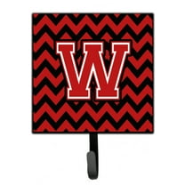 Letter W Chevron Black and Red   Leash or Key Holder