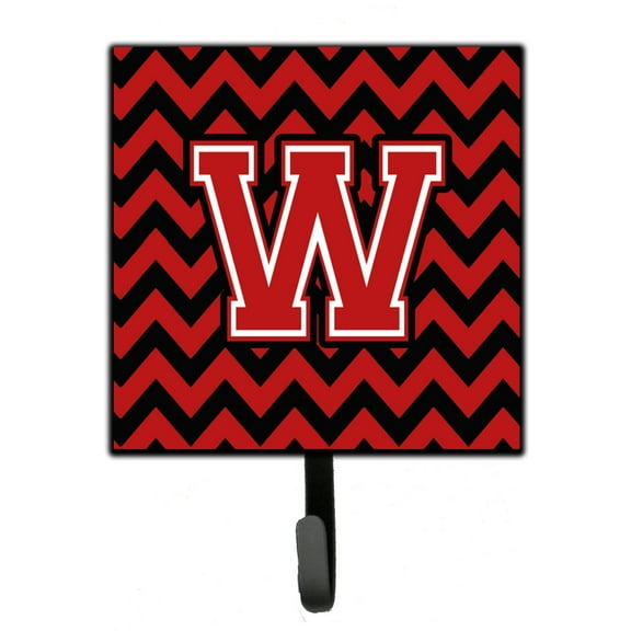 Letter W Chevron Black and Red   Leash or Key Holder