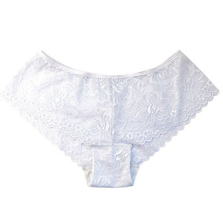 

DNDKILG Seamless Stretch Bikini Underwear Low Rise Hipster Invisible Comfort Lace Panties for Women White M