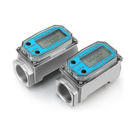 2pcs Digital Turbine Flow Meter 1 Inch Fuel Flow Meter Gas Oil Fuel Flow Meter Water Flow Meter For Measure Gasoline