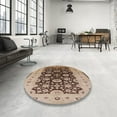 thumbnail image 4 of Ahgly Company Machine Washable Indoor Round Industrial Modern Dark Sienna Brown Area Rugs, 5' Round, 4 of 7