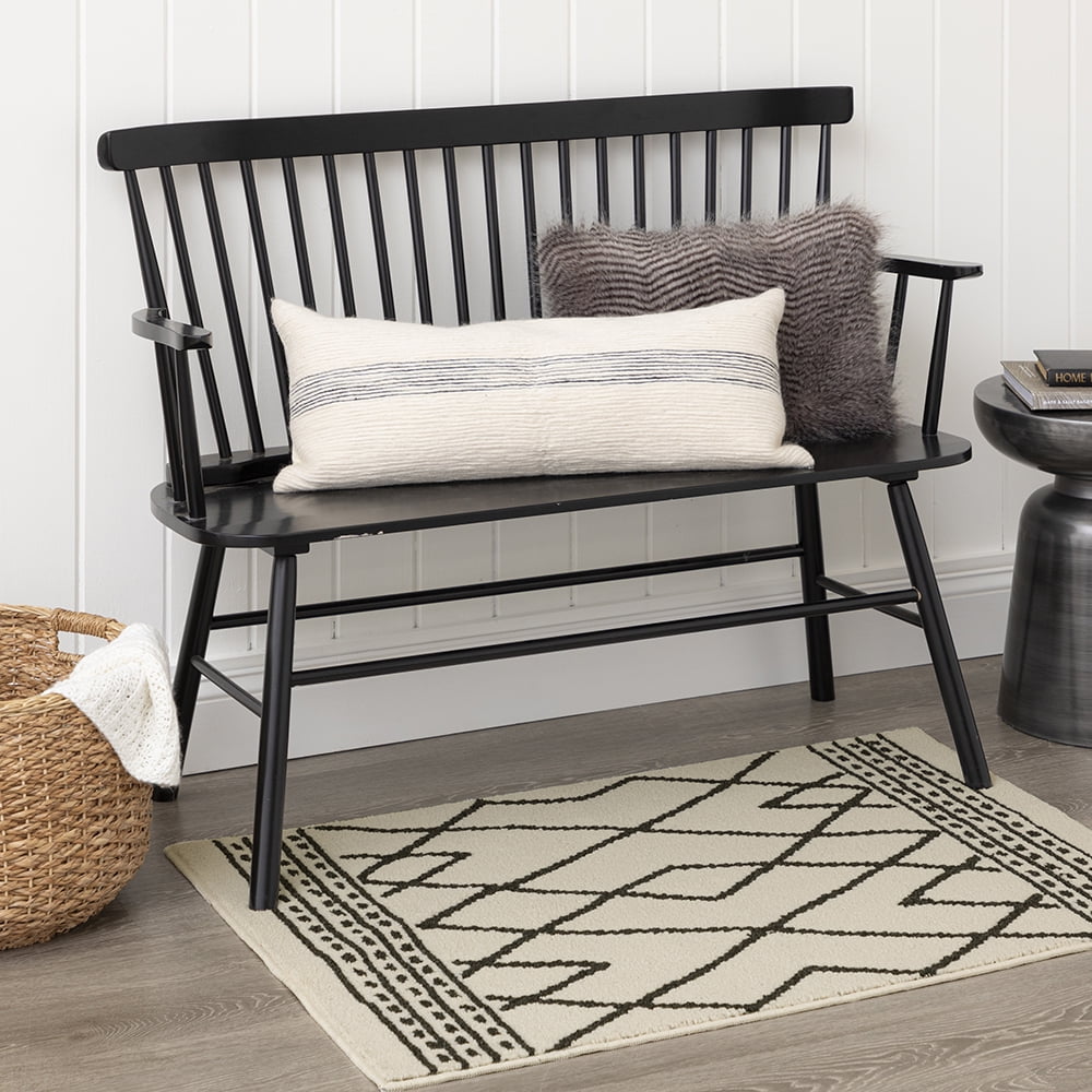 Mainstays Diamond Polyester Indoor Scatter Rug, Black and White, 30” x 45”