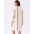 thumbnail image 4 of DARING DIVA Women's Striped Button Down Long Sleeve Pajama Dress S Blue Stripe, 4 of 6