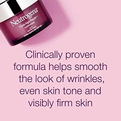 Crema Facial Neutrogena Triple Age Repair SPF 25,con Vitamina C, Glicerina y Karité para Reafirmar y Reparar Manchas 1.198ml