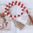 thumbnail image 4 of 1/2pcs 36" Pink Wooden Bead Tassel Garland for Home Decor, Valentine's Day Tiered Tray Gift, Mother's Day Rustic Bead Ornaments, Farmhouse Decorative Wreaths Country Garland Prayer Beads Pawst, 4 of 12