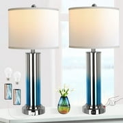 Partphoner 27''Tall Contemporary USB Ports Table Lamps Set of 2 with 3-Way Dimmable