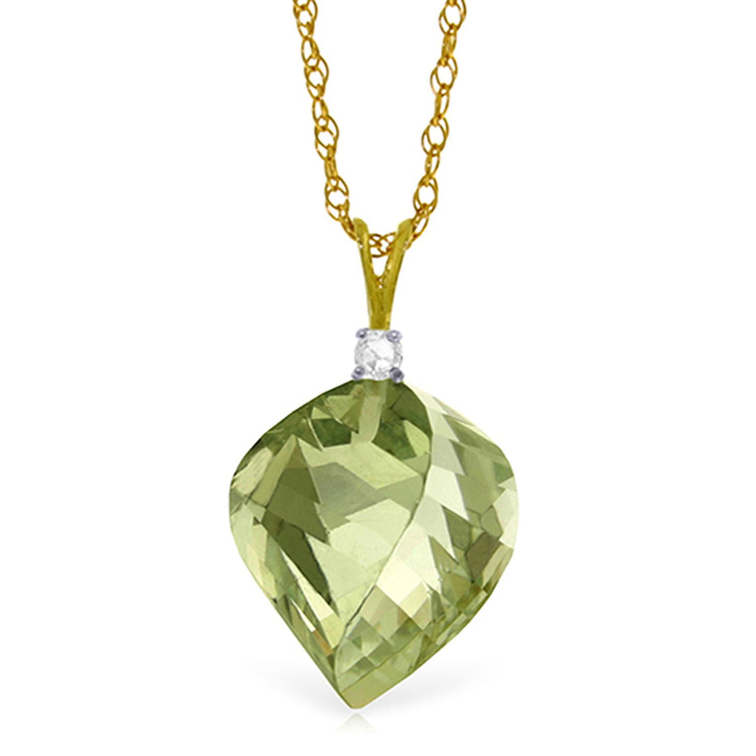 ALARRI 1.45 CTW 14K Solid Gold Boundless Moment Green Amethyst Necklace with 22 Inch Chain Length 