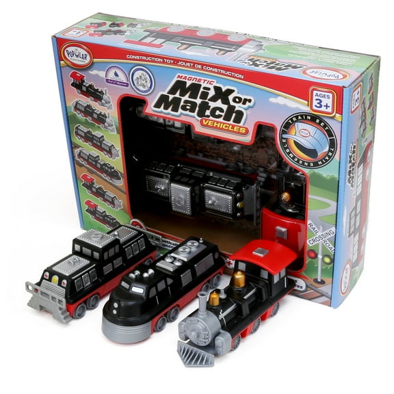 Popular Playthings Magnetic Mix or Match Vehicles Train Vehicles Playset (9 Pieces)