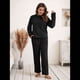 thumbnail image 5 of Pijama de 2 Piezas para Mujer, Conjunto de Ropa de Estar por Casa, Suéter de Punto, Cuello Redondo, Larga, Conjuntos Peludos Negro L, 5 of 8