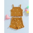 thumbnail image 3 of Infant Baby Girl Suits Printing Sleeveless Knit Rib Sling Tank Tops and Elastic Waist Shorts 2Pcs Set, 3 of 7