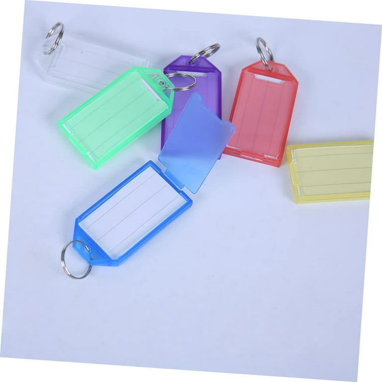 Coloured Small Plastic Key Fobs Luggage ID Tags Labels Key rings with Name  Cards