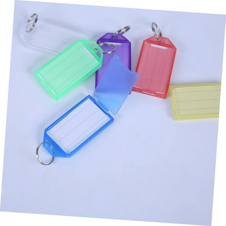 Coloured Small Plastic Key Fobs Luggage ID Tags Labels Key rings with Name  Cards