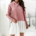 thumbnail image 4 of Ersazi Semi formal Dresses for Women in Clearance Fashion Women's Long Sleeve Patchword Pullover Hooded Dress Sweatshirt Pink Xxl, 4 of 8