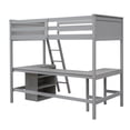 thumbnail image 6 of Harper & Bright Designs Twin Size Loft Bed with Desk and Shelves, Wooden Loft Bed with Storage for Adults, Gray, 6 of 15