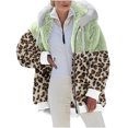 thumbnail image 2 of Pntutb, chaqueta informal de manga larga con capucha y cremallera de felpa con estampado de leopardo para mujer, chaqueta de retazos de Color sólido, prendas de vestir, abrigo, liquidación Pntutb Pntutb-2567, 2 of 5