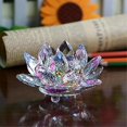 thumbnail image 2 of E Estatuilla de flor de loto de cristal Decoración de boda de San Valentín Colección de artesanía de vidrio Mesa de pisapapeles o, 2 of 5