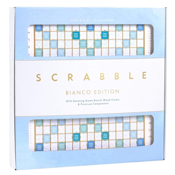 WS Game Company Scrabble Bianco Edition with Rotating Wooden Board