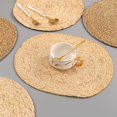 thumbnail image 3 of Manteles individuales de cáscara de maíz con hierba acuática natural tejidos a mano, almohadillas aislantes, posavasos circulares, artículos para el hogar, 3 of 6