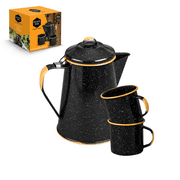 Granite Ware 3-piece Outdoor Set , Enameled Steel with Color Rim, Camping, Picnics, Bbqs.