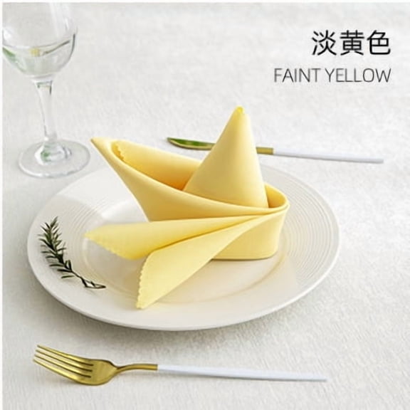 Nvzi 12Pcs Yellow cloth napkins -13.78×13.78 inch washable polyester napkins, solid color napkins, reusable restaurant holiday dinner and daily napkins