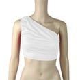 thumbnail image 1 of Timegard Tank Top for Women Solid Color 1 Shoulder Cropped Comfy Fitting Slim Ruched Casual Tee Top, 1 of 3