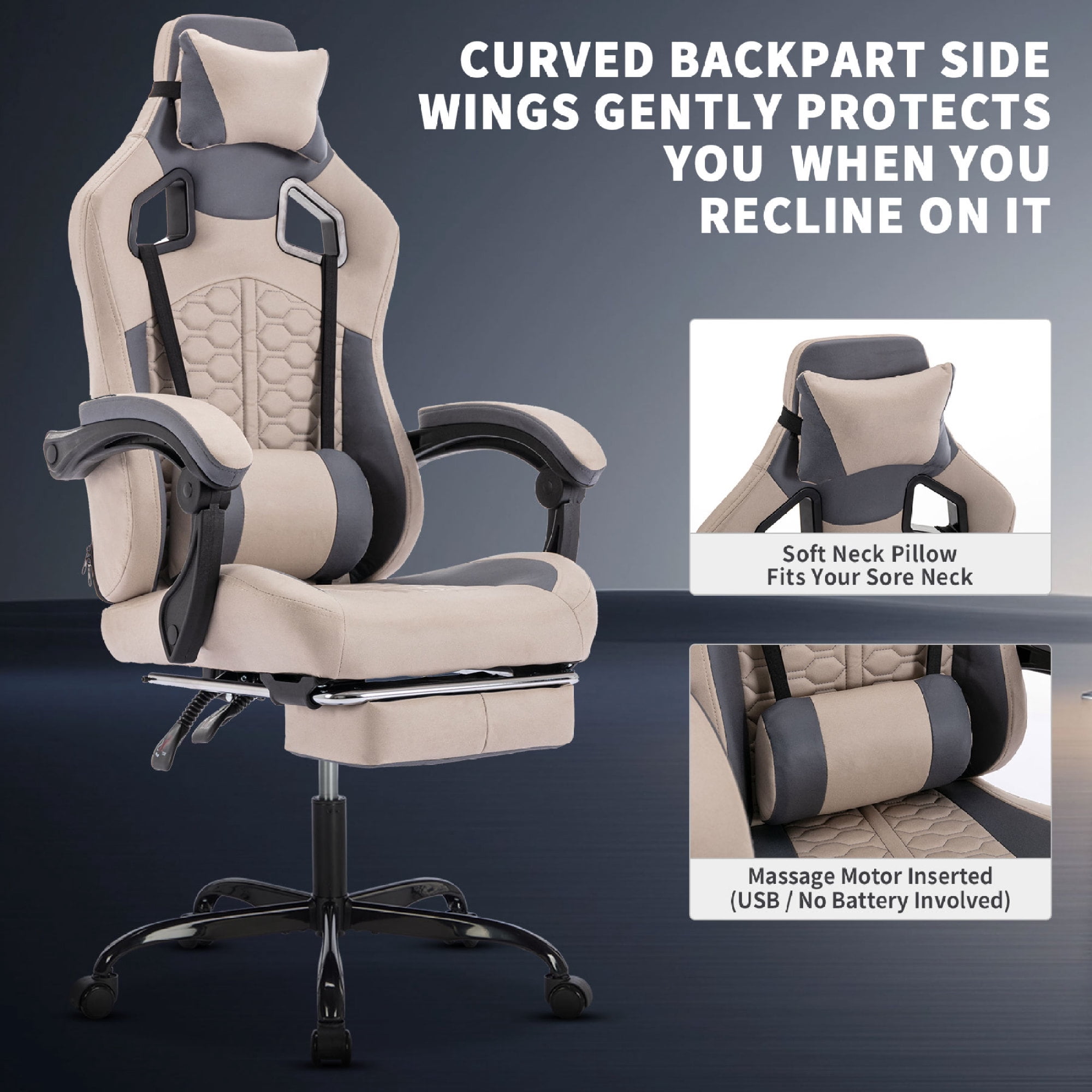 Gaming Chair Ergonomic PC Gamer Chair with Footrest Comfortable Headrest and Lumbar Support,High Back PVC Leather